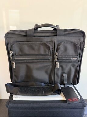 TUMI Alpha 26160D4 Black Ballistic Nylon Expandable Laptop Briefcase
